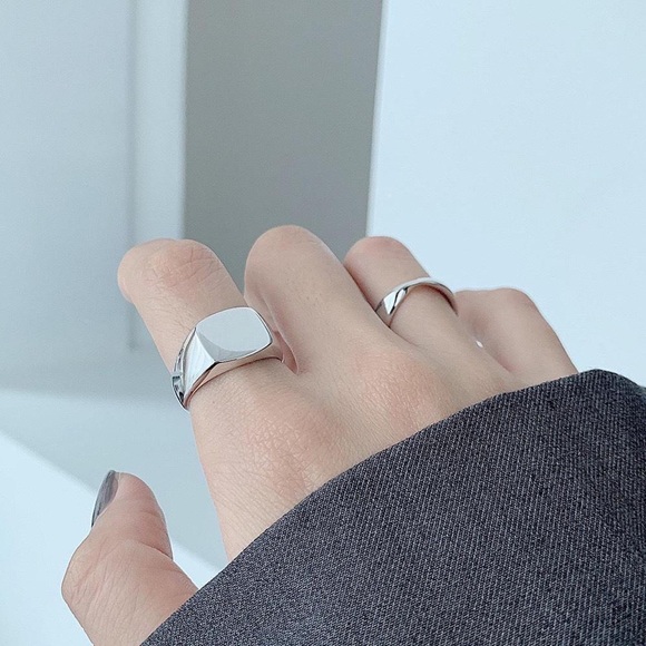 Chunky silver ring, silver stacking ring, square band ring, sterling silver ring - Picture 5 of 8